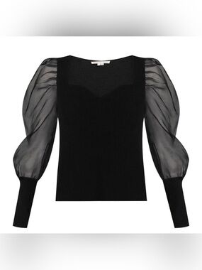 Veronica Beard Finian Puff Sleeve Knit Top